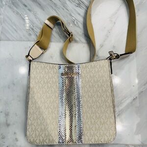 Michael Kors Beige and Silver Crossbody Bag